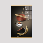 Acrylic Wall Paintings - Jerome Kirk Style 3D Geometry Abstract Stereo Art with Golden Background - Modern Fashion Wall Art